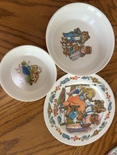 Vintage Oneida Deluxe 3 Piece Melamine Kiddie Set Goldilocks And The 3 Bears