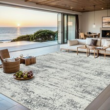 8x10 Area Rugs for Living Room - Washable Rug Modern Abstract Soft Large Neut...