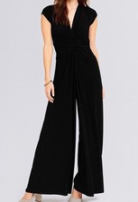 Vince Camuto Black Knot Front Wide Leg Jumpsuit Size M Stretch Evening 108 NWT