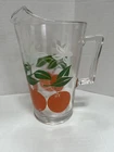 Vintage Anchor Hocking Glass Juice Pitcher 1 Quart Orange Green Retro Serving