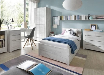 Set Chambre Enfant 6 Pièces Armoire et Lit Chêne Blanc 59911552 - Photo 1/4