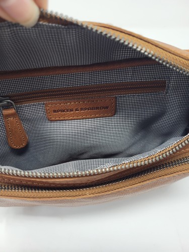 SPIKES & SPARROW Leather Belt Bag With Front Zip Pocket Camel Brown NWT NEW - Picture 8 of 13