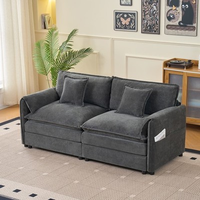 Modern Loveseat Sofa Couch 2-Seater Upholstered Sofa Couch Living Room Sofa Gray