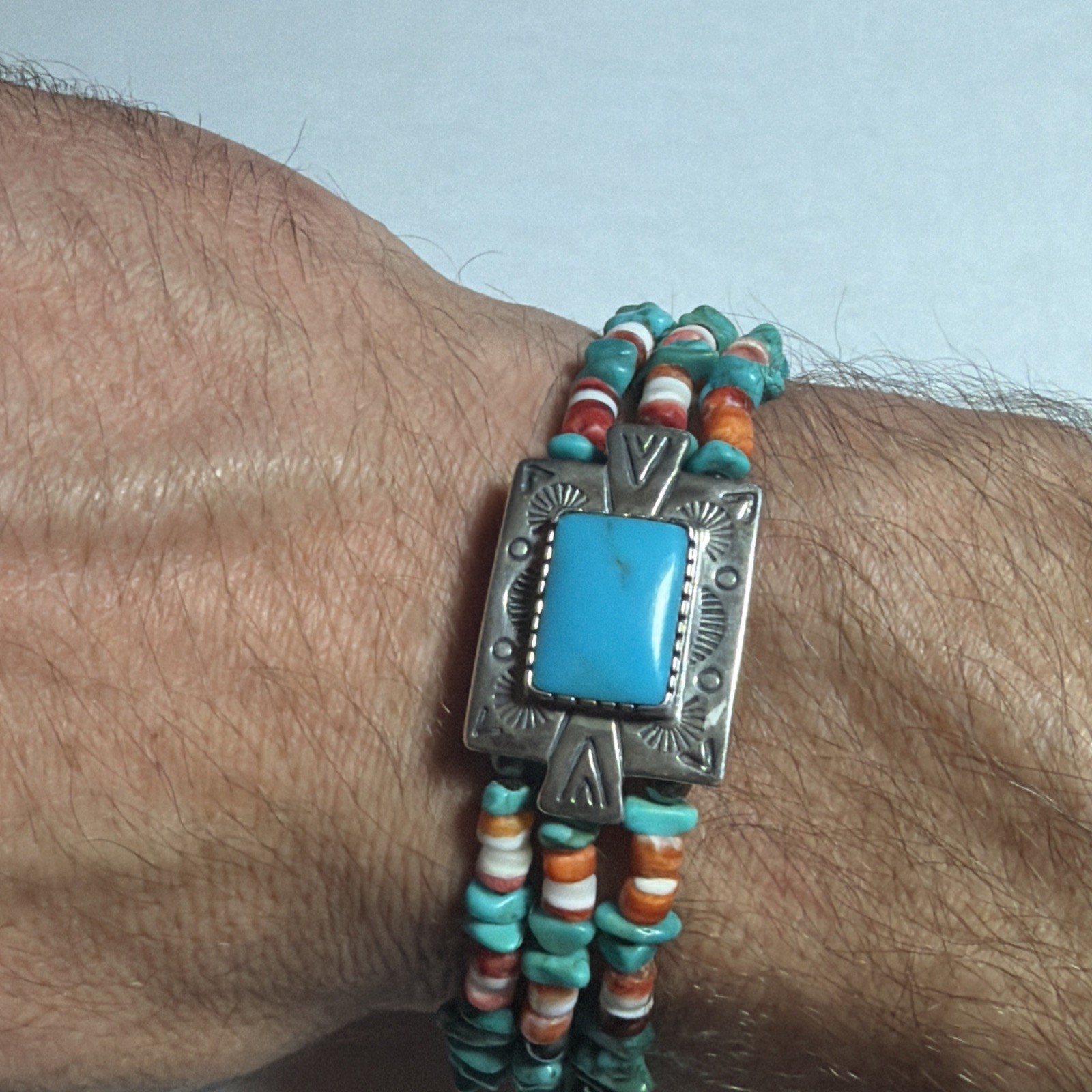 Signed Pollack 925 Sterling Silver Turquoise Spin… - image 7