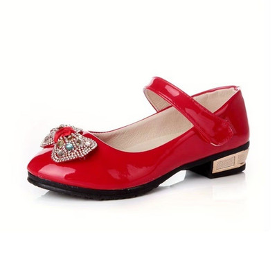 Mädchen Mary-Jane Schuhe Rot glänzend Klett Schleife Strass flach EU 30/CN31