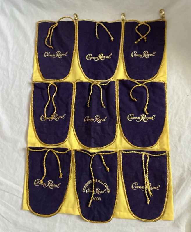 Crown Royal Purple & Gold Drawstring Bags Lot of 9 Millennium 2000