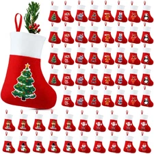 60 Pcs Mini Christmas Stockings Bulk 6. 7 Inch Small Christmas Fireplace Hang...