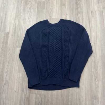 Gap Knit Sweater Men's Extra Large XL Blue Crewneck Chunky Cable