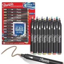 Sharpie 12ct Creative Markers Bullet Tip Water-Based Acrylic Markers Earth Tones