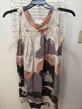 Kimchi Blue Dress Medium Pink Grey Cream Scoops Neck Sleeveless Urban Outfitters