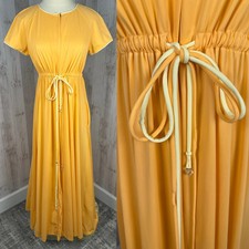 Vintage 1960s Vanity Fair Dressing Gown Robe Sherbet Orange Pockets Crystals S/M