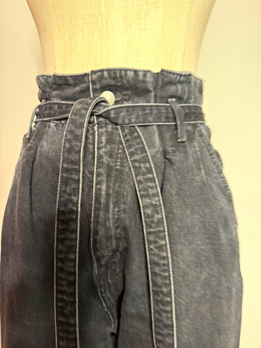 Abercrombie & Fitch Women’s Mom Jeans Black Charcoal Wash High Rise Belted