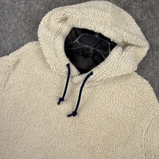 Chubbies Men’s Sherpa Fleece Hoodie Cream Navy Blue Size XL EUC 518