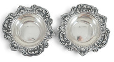 Antique Victorian 1898 Pair of Sterling Silver Pin Dishes Bowls Bon Bon Dish Set