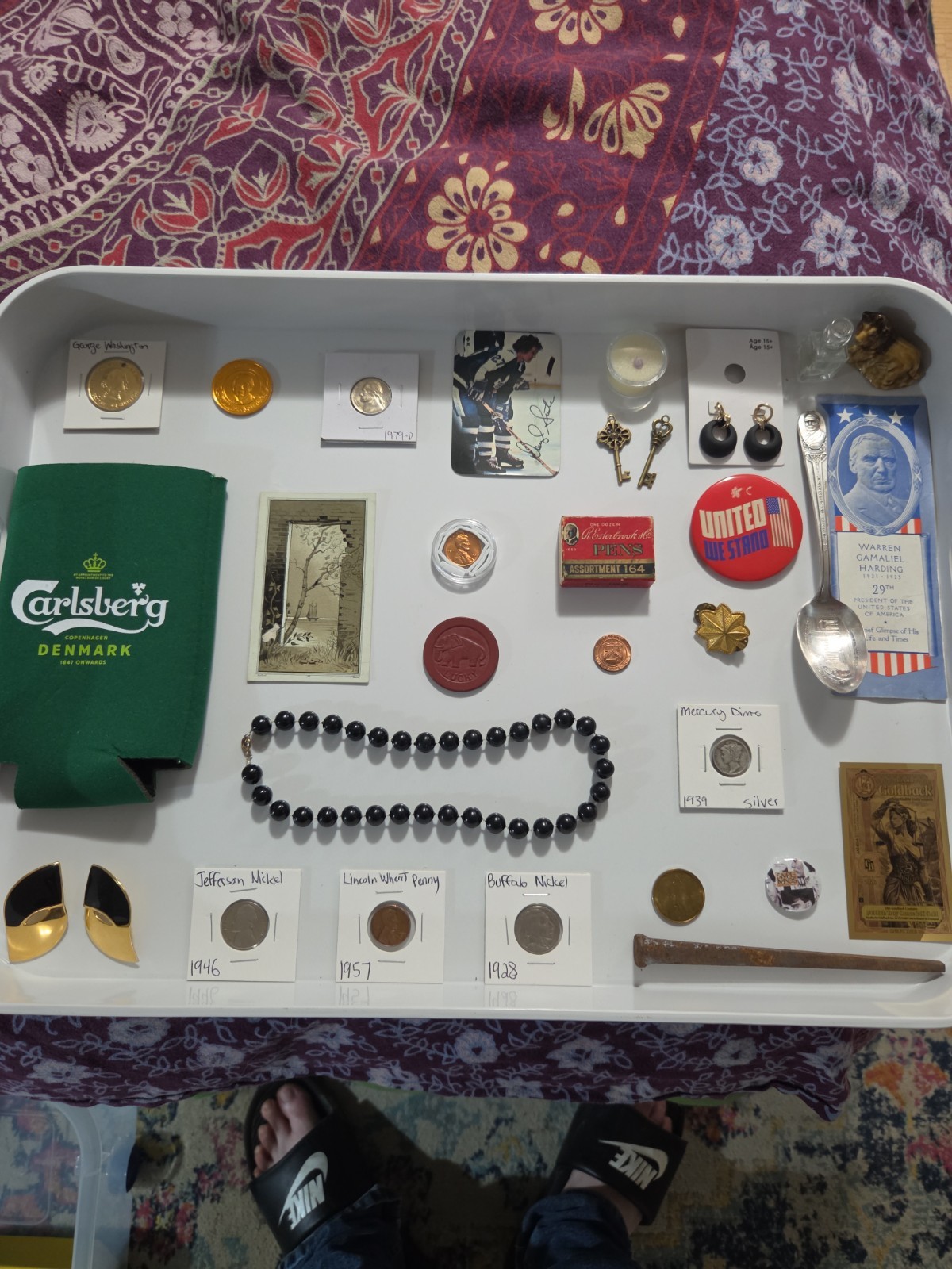 vintage junk drawer silver coins lot