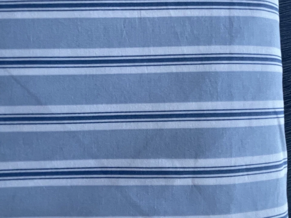 Ralph Lauren LRL Blue White Stripe Cotton Bedskirt Queen Bed Tamarind Brookdale - Image 2 of 4