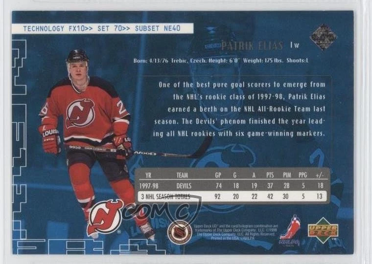 1998-99 Upper Deck UD3 New Era Patrik Elias #70 - Image 2 of 2