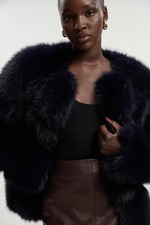 Karen Millen Faux Fur Coat Womens Daywear Jackets & Coats