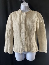 J Jill Women's Blazer Jacket Size Small Beige Linen Blend Button Up Regencycore