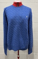 Polo Ralph Lauren Cable Knit Lambswool Sweater XL Blue