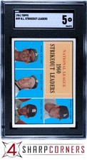 1961 TOPPS #49 DON DRYSDALE-SANDY KOUFAX N.L. STRIKEOUT LEADERS SGC 5