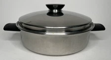 PRUDENTIAL WARE Low Stock Pot Titanium Tri-Clad 18-8  With Lid Vintage Read