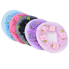 5pcs Colored Hair Nets Hair Snood Flower Edge Elastic Band Bun Cover for Ball...