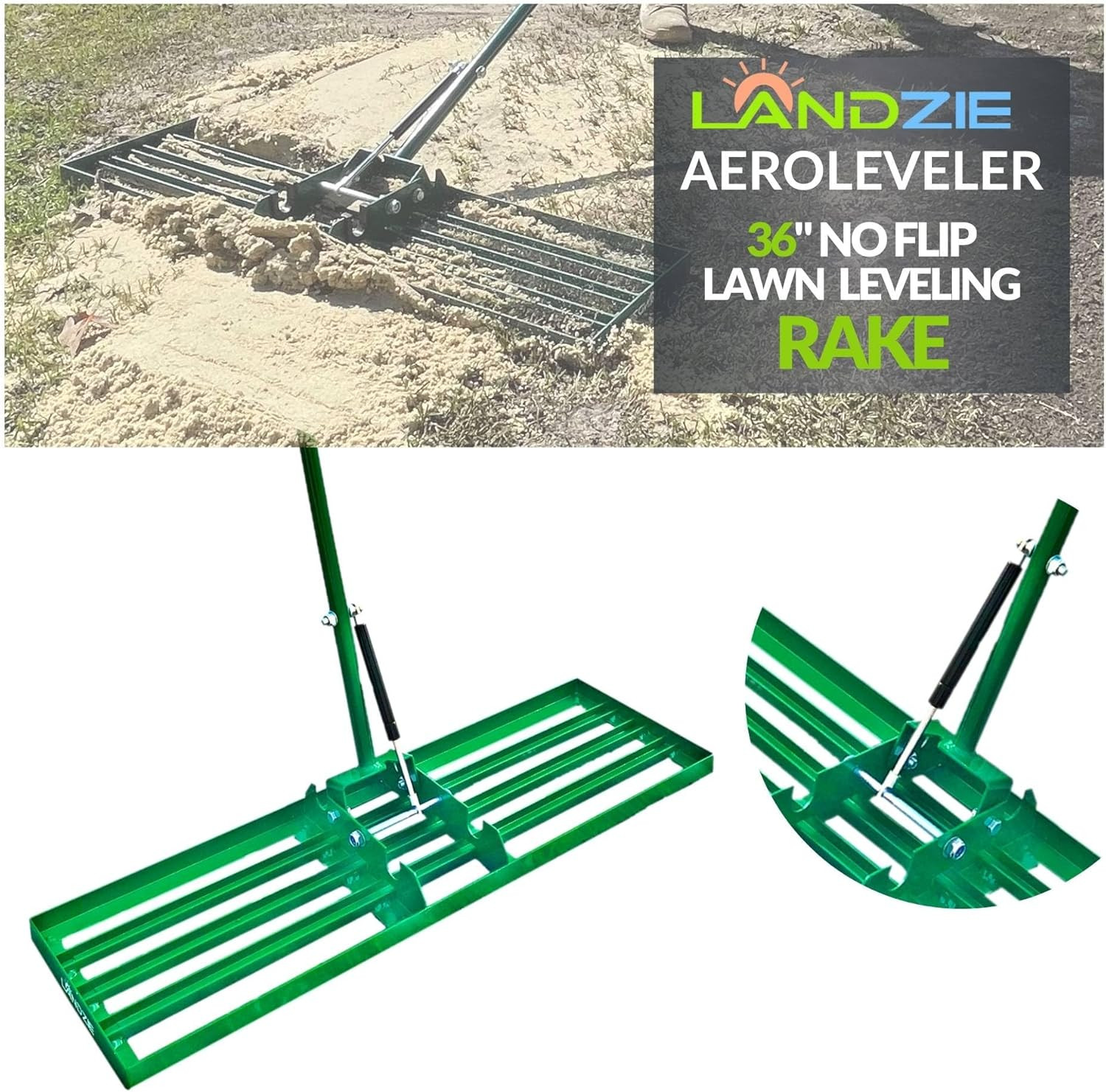 Landzie Aeroleveler - the Lawn Leveling Rake That Never Flips - Patented 36 Inch