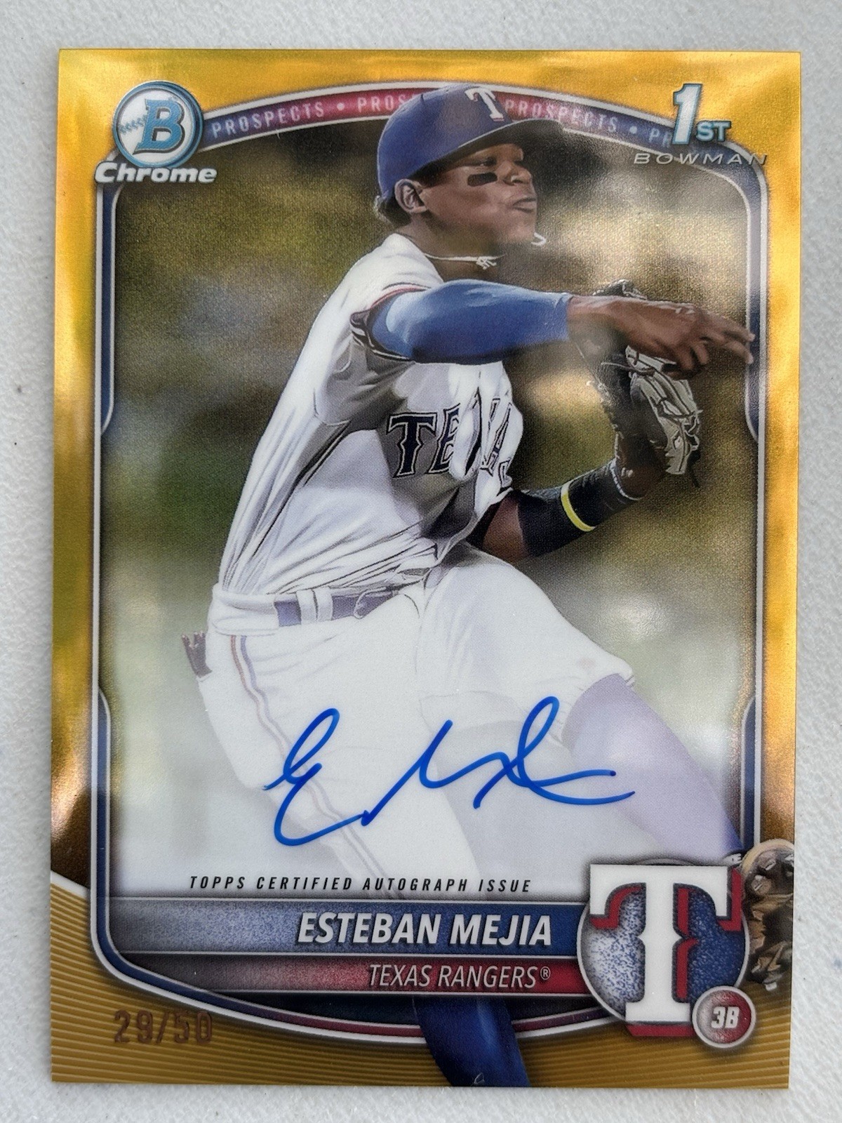 2025 Bowman - Chrome Prospect Autographs Esteban Mejia #CPA-EM Gold /50 AU, RC