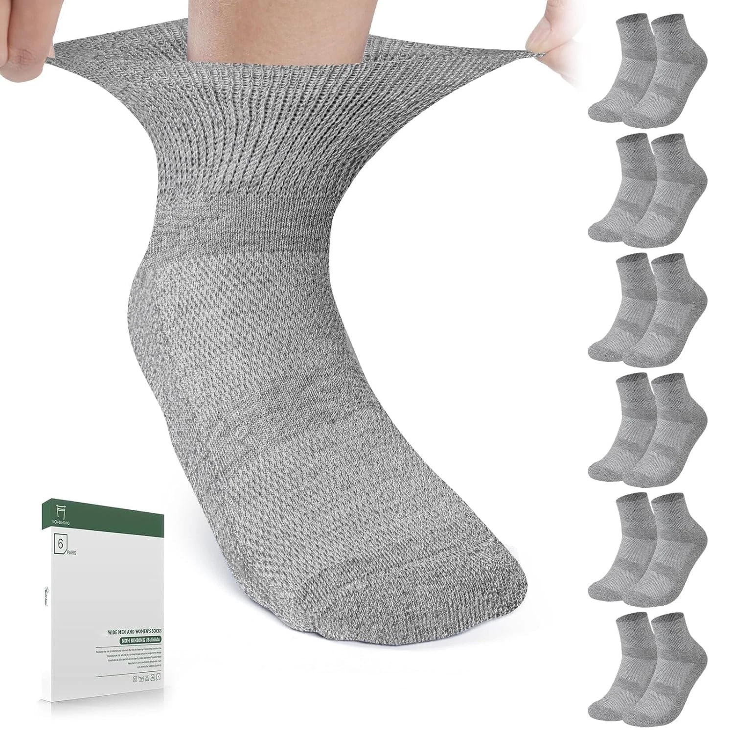 Diabetic Socks Non Binding Bamboo Viscose Ankle Socks for Women Men 6 Pairs
