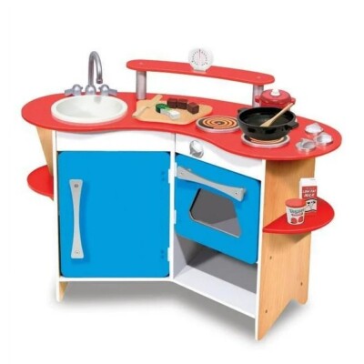 Melissa & Doug Cook's Corner Wooden Pretend Play Toy Kitchen