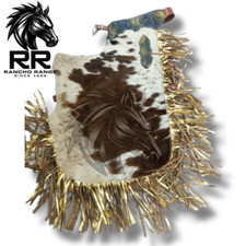 Gorras de rodeo de cuero de vaca flecos dorados Western Cowboy Show Gear ropa de rancho