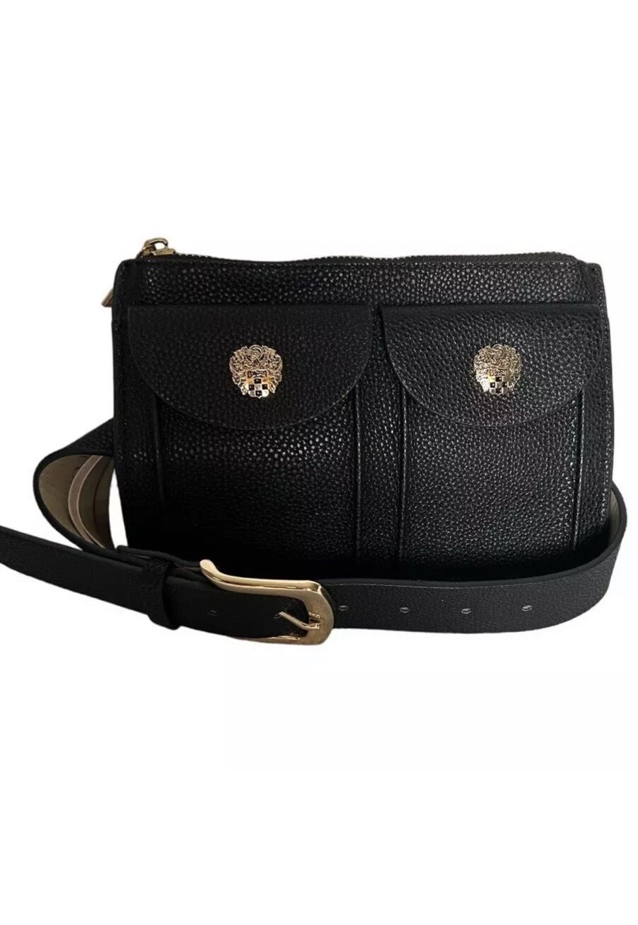 Vince Camuto Black Double Pocket Belt Bag Waist Pack Fanny Pack