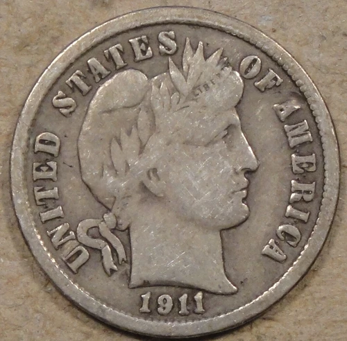 1911 Barber Dime 10c F as Pictured r