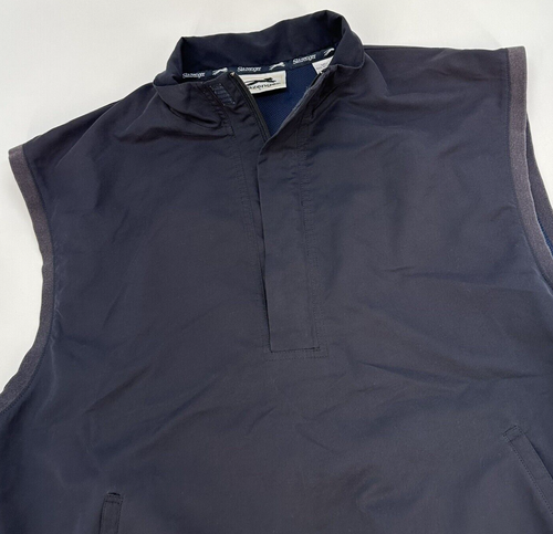 Slazenger Vest Men's Large Blue Solid Sleeveless Jacket Golf Pockets L