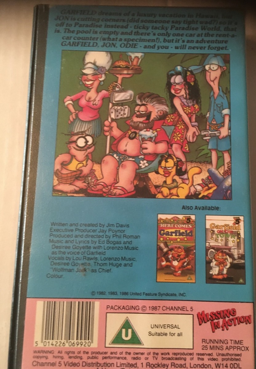 Garfield In Paradise VHS Video Jim Davis Channel 5 PAL