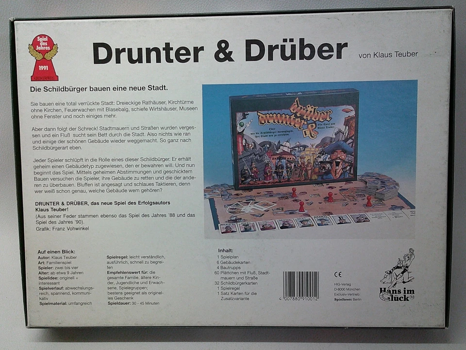 HANS IM GLÜCK - DRUNTER UND DRÜBER - SPIEL DES JAHRES 1991 - Bild 2 von 4