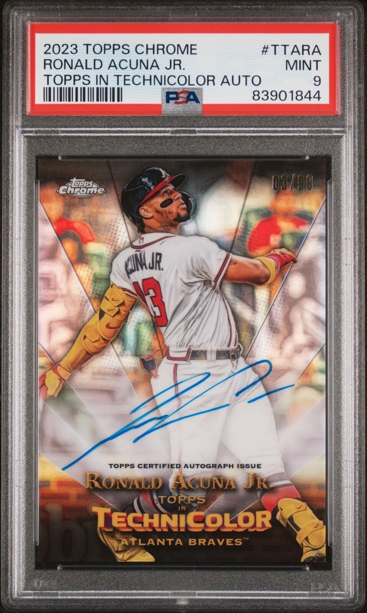 RONALD ACUNA JR. 2023 TOPPS CHROME TECHNICOLOR AUTO 03/99 PSA 9 