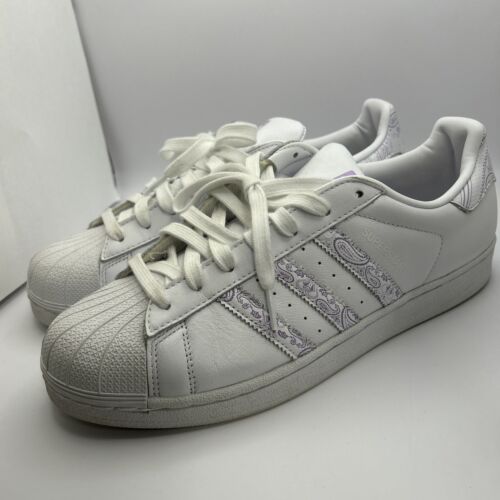 Adidas Superstar Paisley Mens Size 10 BD7429 White/Purple 80s Originals Lavender - Picture 1 of 4