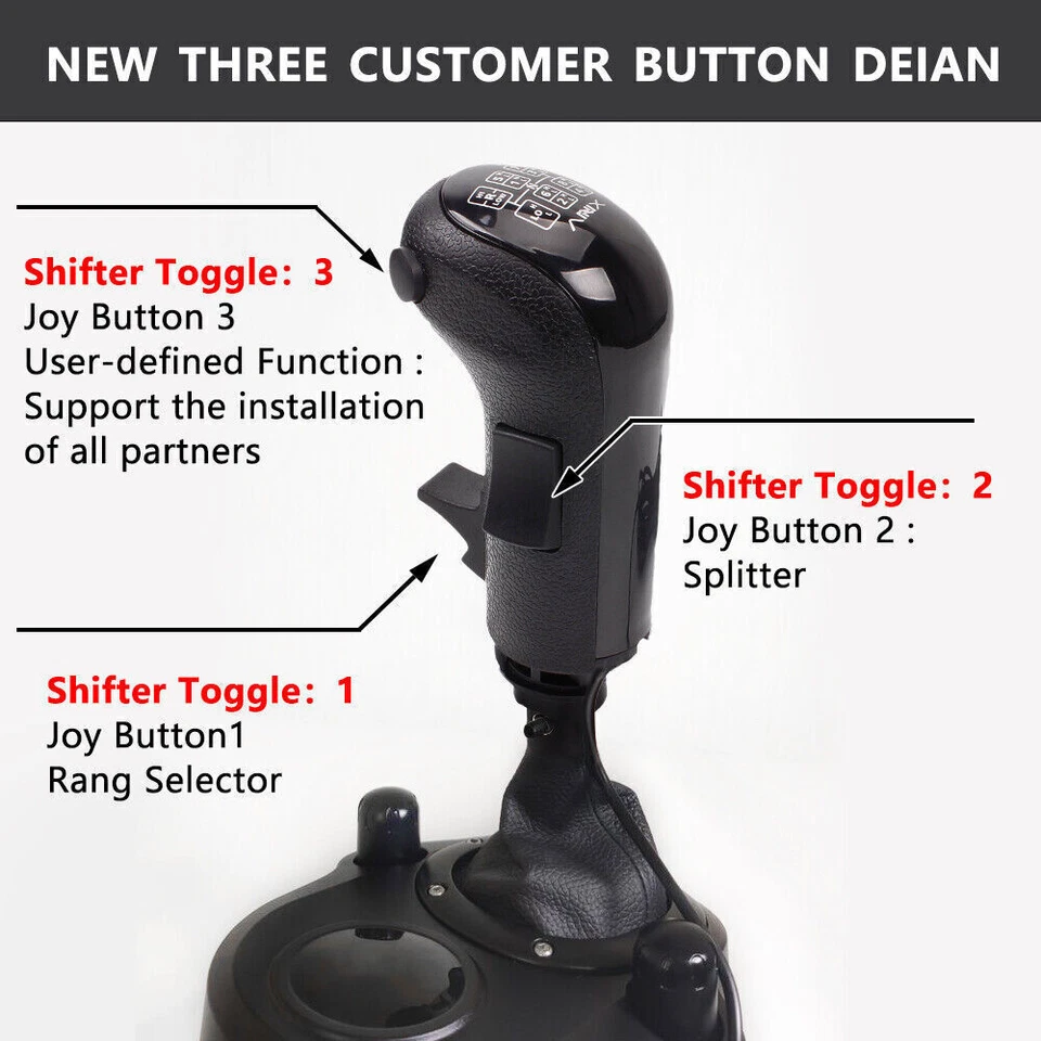 USB Games Gear Shift Shifter Knob ATS ETS For Logitech G25 G27 G29 TH8A FANATEC - Image 4 of 4