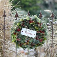 20 Servietten Wreath On A Fence Kranz Beeren Zaun Frost Winter Tischdeko 33X33Cm