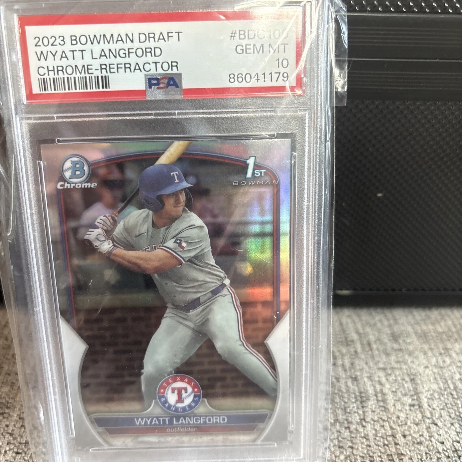 Deal for Wyatt Langford 2023 Bowman Draft 1st Chrome Refractor #BDC-106 PSA 10 Gem Mint