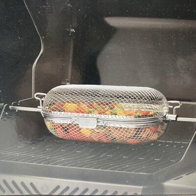 Napoleon Grill Basket Food Grade Stainless Steel Rotisserie BBQ 14 x6  Large