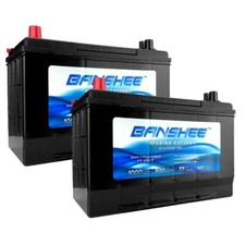 QTY 2 Banshee Marine Battery Group Size 27-12V 77Ah 800 CCA
