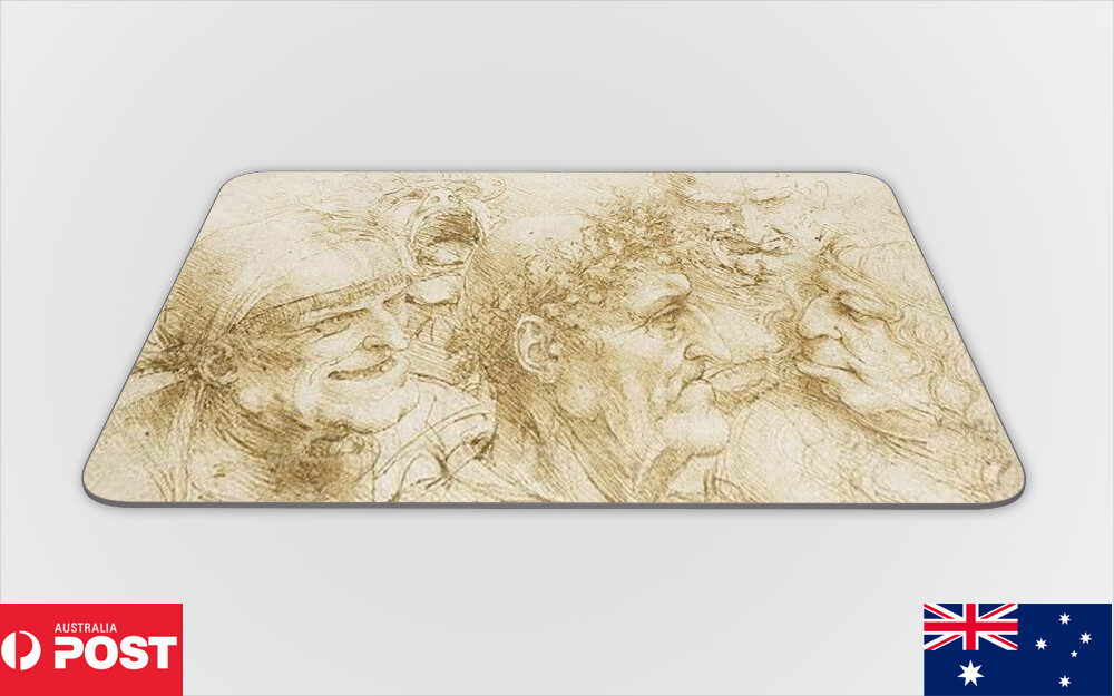 Leonardo Da Vinci Grotesque Heads Anti-Slip Mouse Pad Desk Mat-image