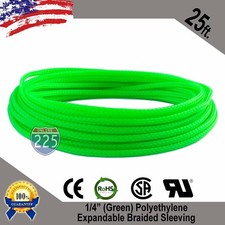 25 FT 1/4" Green Expandable Wire Cable Sleeving Sheathing Braided Loom Tubing US
