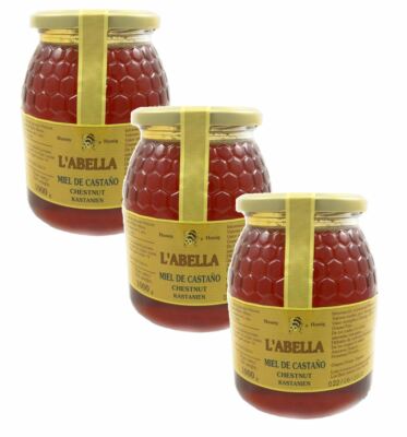 Edelkastanienhonig aus Spanien - beste Qualität - reines Naturprodukt-3x1kg Glas