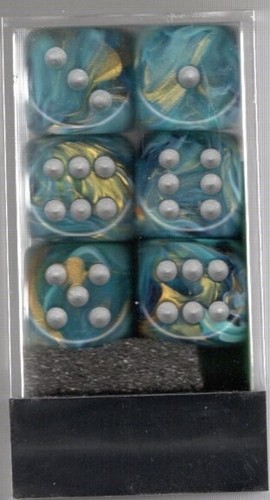 Chessex 16mm 12xd6 "Lustrous" Green w/silver (very rare) - Picture 2 of 2