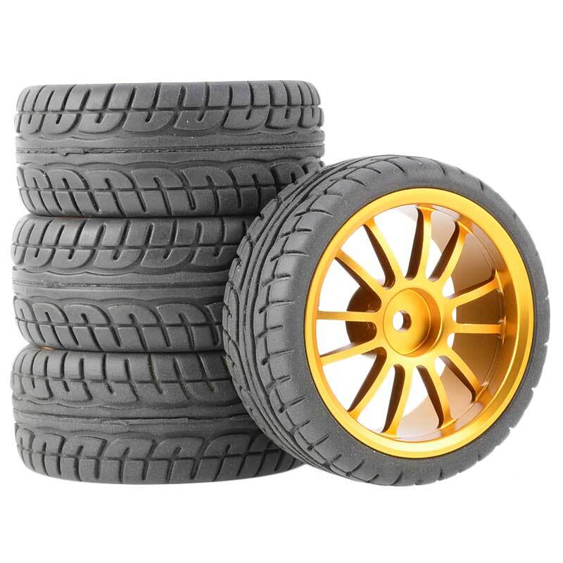 1/10 Onroad RC Car Aluminum Wheels & Tires for Tamiya TT01 HPI RS4 Traxxas 4Tec
