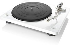 Denon DP400, white turntable with speed auto sensor